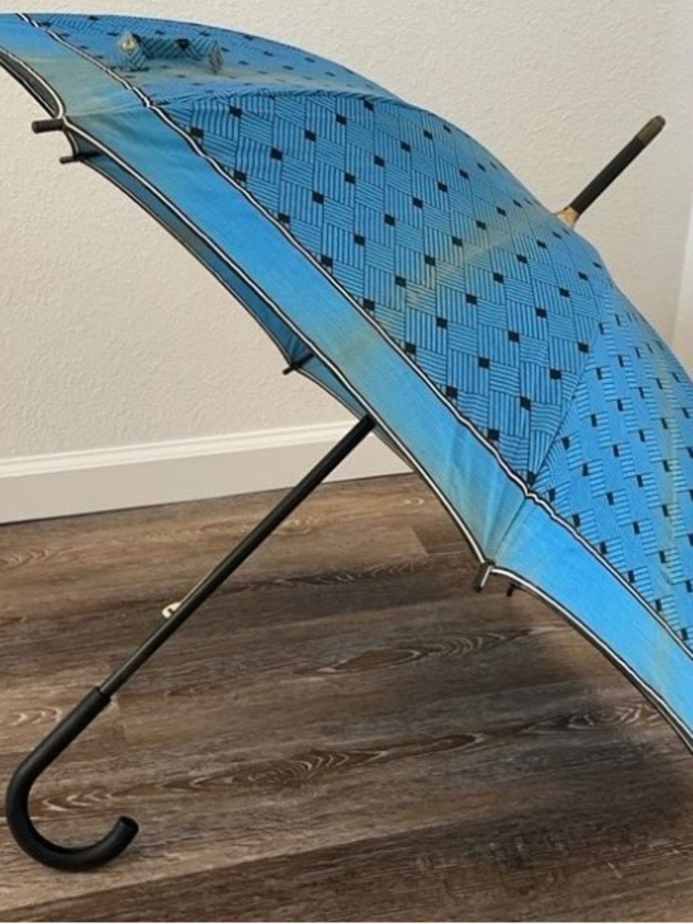 RARE Vintage Yves Saint Laurent Umbrella - Blue Patterned, Rive Gauche